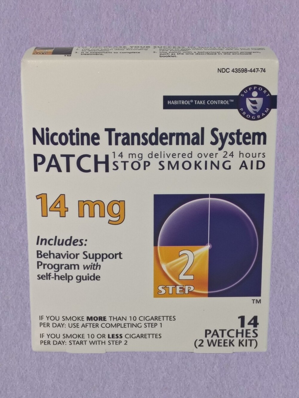 Habitrol Step 2 Nicotine 14mg Transdermal System Patch (Pack of 14 Patches)